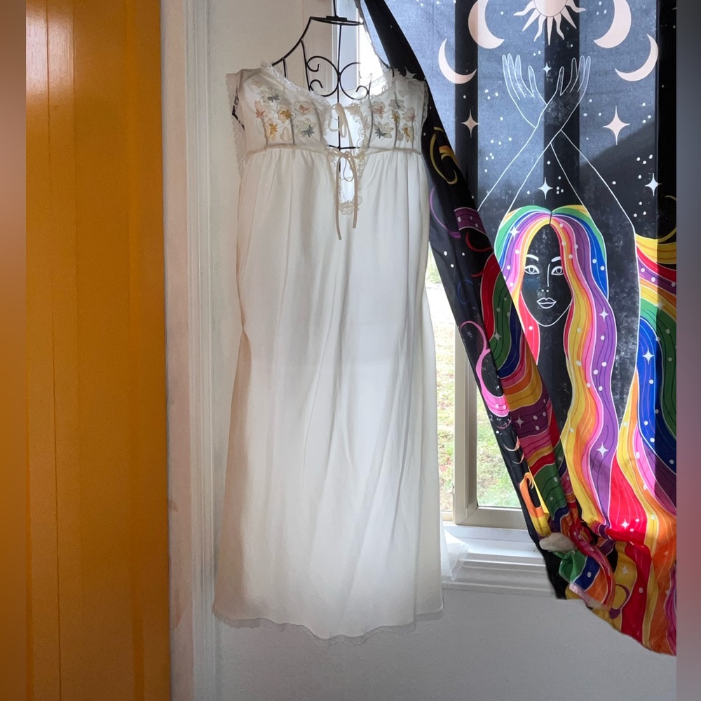 White Embroidered vintage grandma nightgown Dress